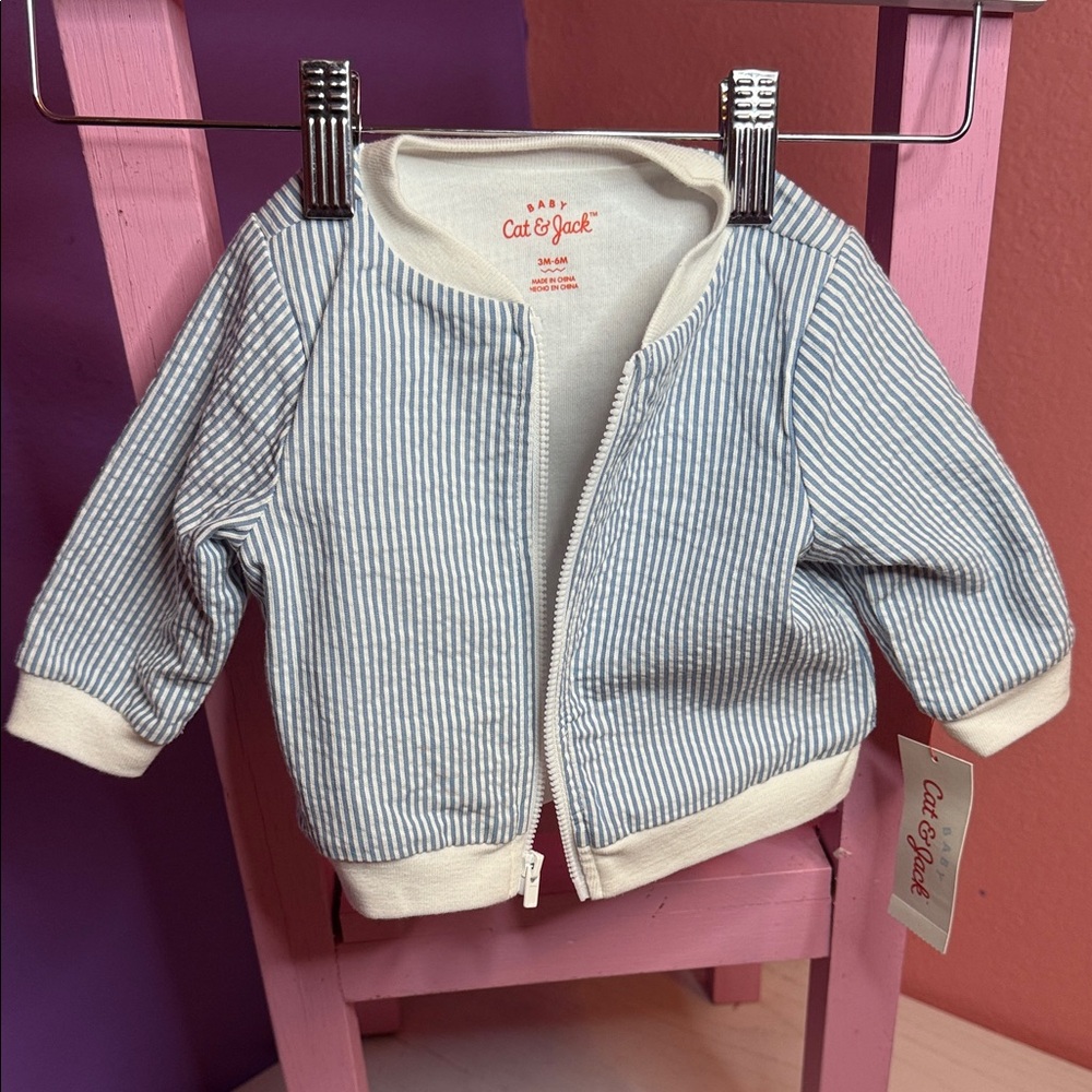 Cat & Jack Blue and White Striped Kids Jacket
